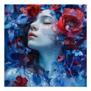 Ruby en Periwinkle Fantasy Vrouw Perfect Poster