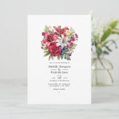 Ruby en Sage Bloemen Winter Bruiloft Kaart (Staand voorkant)