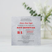 Ruby en Silver Glitter Glam Bat Mitswa Kaart (Staand voorkant)