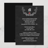 Ruby en Silver Monogram Gothic Invitation Kaart (Voorkant / Achterkant)