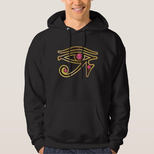 Ruby Eye of Ra in Goud Mannen Hooded Sweatshirt (Voorkant)