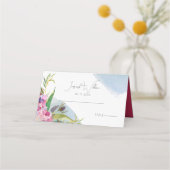 Ruby Floral Peonies Wedding Place Card (Voorkant)