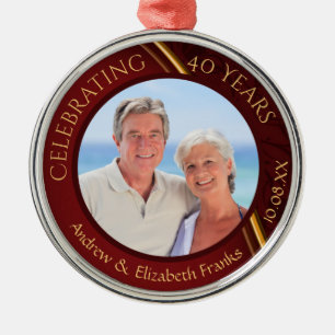 Ruby Foto van het 40ste Jubileum van het huwelijk Metalen Ornament