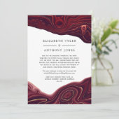 Ruby Garnet en Goud Agate Gereduceerde Uitnodiging (Staand voorkant)