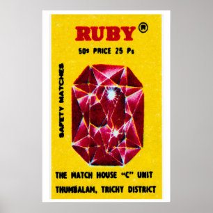 Ruby Gem - Matchbox Print - Esthetische Muur Kunst