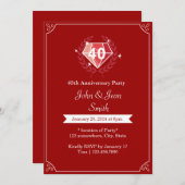 Ruby Gems 40e Mariage Invitations du Parti Anniver (Devant / Derrière)