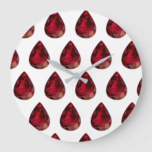 Ruby Gemstone Pattern, juli Birthstone Large Clock Grote Klok (Voorkant)