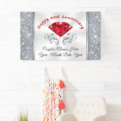 Ruby Gepersonaliseerde Happy 40th Jubileum Banner (Insitu)