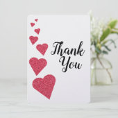Ruby Glitter Hearts Hartelijk dank Bedankkaart (Staand voorkant)