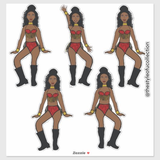 Ruby Gold Fringe Dancer #2A Sticker (Feuille)