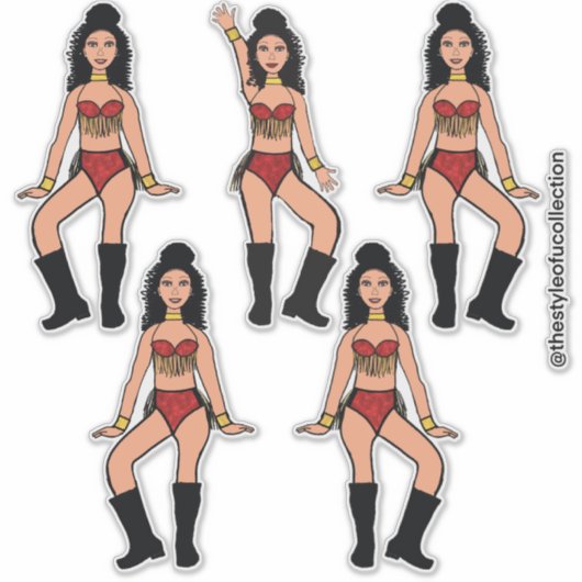 Ruby Gold Fringe Dancer #3A Sticker (Voorkant)