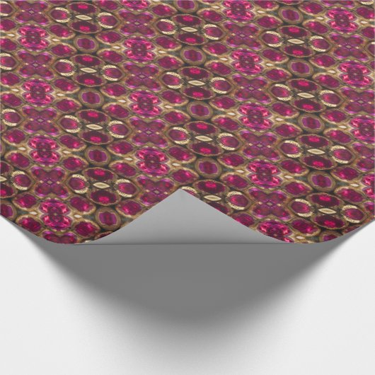 Ruby Gold Gemstone Pattern Elegant Chic Festive Cadeaupapier (Hoek)