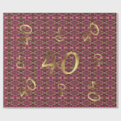 Ruby Gold Gemstone Pattern Golden Number 40 Cadeaupapier (Vlak)