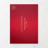Ruby, gouden foto, QR-code 50e verrassingsverjaard Drieluik Uitnodiging (Cover)