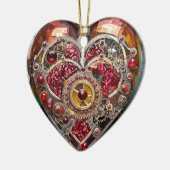 Ruby Granaatappel Hart Steampunk-serie Keramisch Ornament (Links)