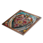 Ruby Granaatappel Hart Steampunk-serie Tegeltje (Zijkant)