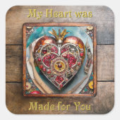 Ruby Granaatappel Hart Steampunk-serie Vierkante Sticker (Voorkant)