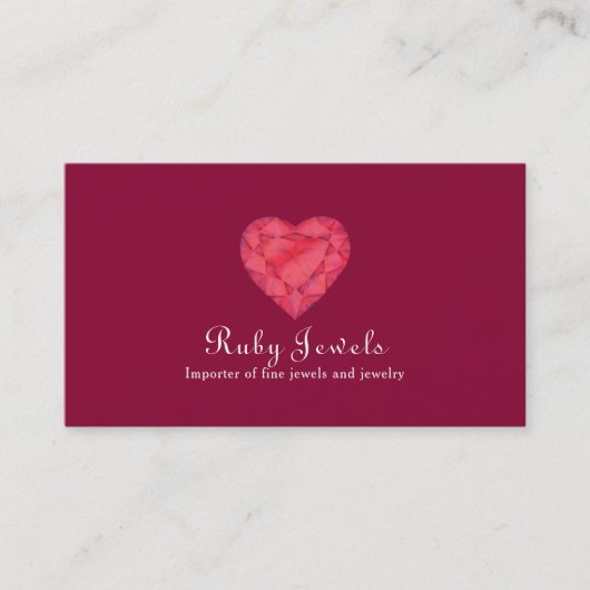Ruby hart juwelen sieraden visitekaartje (Voorkant)