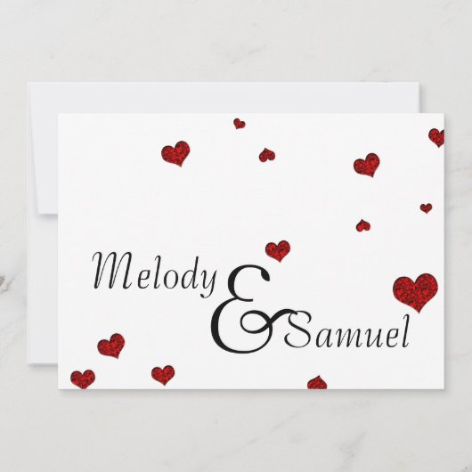 Ruby Heart Confetti Faire-part de mariage (Dos)