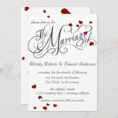 Ruby Heart Confetti Wedding Invitation Kaart (Voorkant / Achterkant)