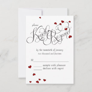 Ruby Heart Confetti Wedding RSVP