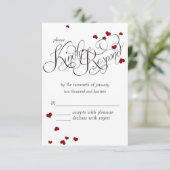 Ruby Heart Confetti Wedding RSVP Kaartje (Staand voorkant)