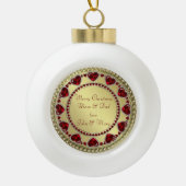 Ruby Heart Gold-keramisch Ornament (Voorkant)