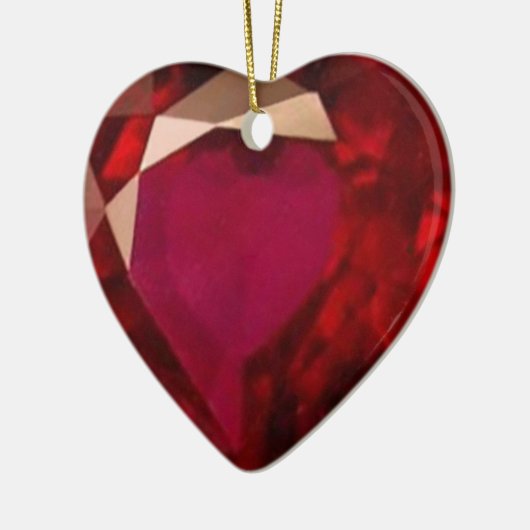 Ruby Heart Keramisch Ornament (Links)