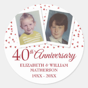 Ruby Huwelijk 40ste Verjaardag Foto's uit Kinderti Ronde Sticker