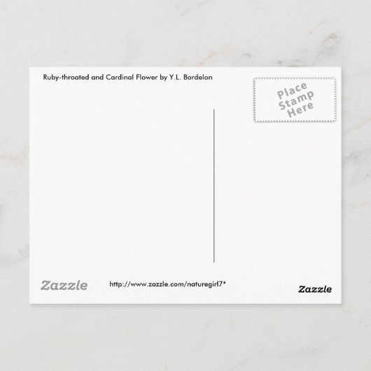 Ruby-keel en kardinaalventilator briefkaart (Achterkant)