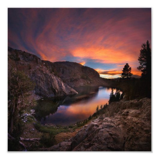 Ruby Lake Sunset - John Muir Trail - Sierra Nevada Foto Afdruk (Voorkant)