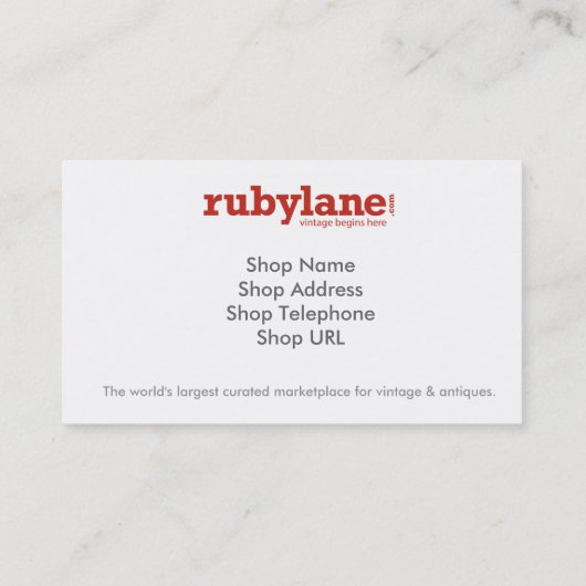 Ruby Lane Custom Visitekaartje (Achterkant)