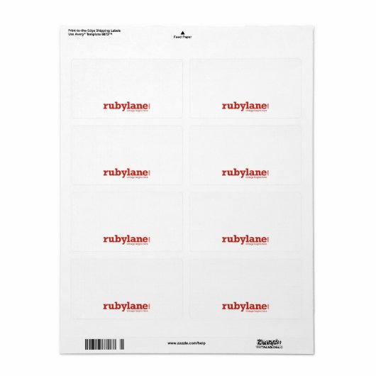 Ruby Lane Grote Verzendlabels w / Logo Etiket (Full Sheet)