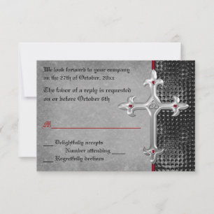 Ruby Medieval Celtic Cross RSVP Card Kaartje