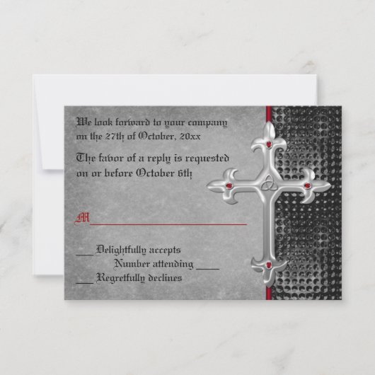 Ruby Medieval Celtic Cross RSVP Card Kaartje (Voorkant)