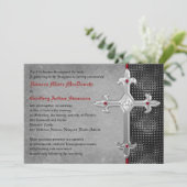 Ruby Medieval Celtic Cross Wedding Invitation Kaart (Staand voorkant)