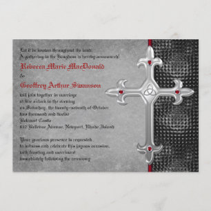 Ruby Medieval Celtic Cross Wedding Invitation Kaart