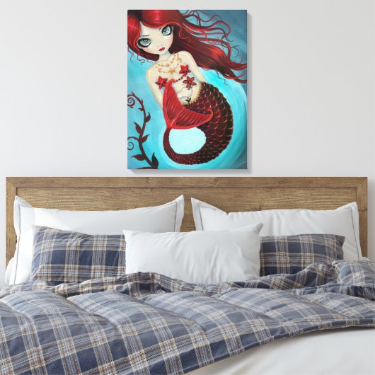 Ruby Mermaid Wrapped Canvas Print (Insitu (Slaapkamer))