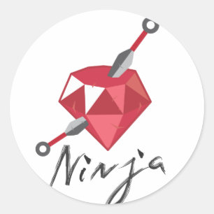 Ruby Ninja Edelsteen Geek Ronde Sticker
