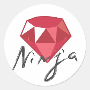 Ruby Ninja Edelsteen Geek Ronde Sticker