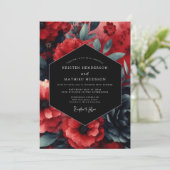 Ruby Nocturne Bloom Bruiloft Kaart (Staand voorkant)
