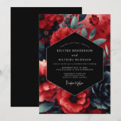 Ruby Nocturne Bloom Wedding Kaart (Voorkant / Achterkant)