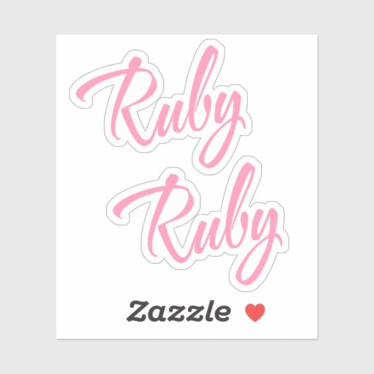Ruby Nom décoratif en rose x2 Sticker (Feuille)