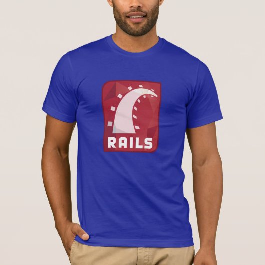 Ruby op T-shirt met rails (blauw) (Voorkant)