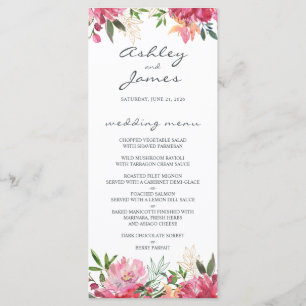 Ruby Pink Mariage Floral Menu