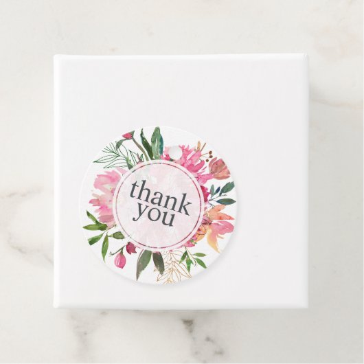 Ruby Pink Peony Floral Botanical Weddenschap Bedan Bedankjes Labels (In situ)