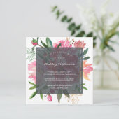 Ruby Pink Peony Floral Bridal Shower Invitation (Debout devant)