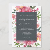 Ruby Pink Peony Floral Wedding Kaart (Voorkant)