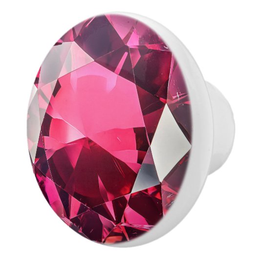 Ruby Pink Red Gem Pattern Keramische Knop (Rechts)