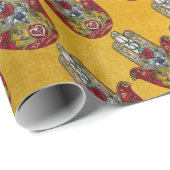 Ruby Pomegranate Heart Red Bird Hamsa Cadeaupapier (Rol Hoek)